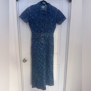 Ragged Priest X Free People Daisy Floral Wideleg Denim Coveralls - S